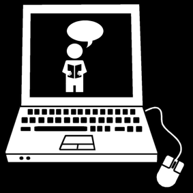ordinateur portable: écouter une histoire / écouter une histoire sur l'ordinateur portable